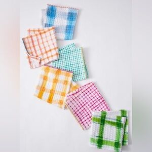 Anthropologie x Kurin NWT Colored Check Cotton Dishcloths Set of 6